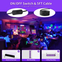 72W Black Light Bar Ip66 Waterproof Led Blacklight With Plugswitch5Ft Cord Outdoor Black Lights With 108 Leds Light Up 900