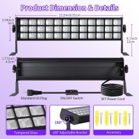 72W Black Light Bar Ip66 Waterproof Led Blacklight With Plugswitch5Ft Cord Outdoor Black Lights With 108 Leds Light Up 900