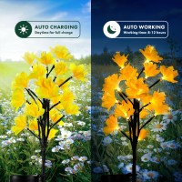 Maggift Solar Lights Outdoor Garden Decorative Flowers, Waterproof Solar Garden Lights With 20 Yellow Lily Flowers,Led Solar Powered Landscape Lights For Yard Garden Patio (Yellow, 2Pack)