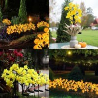 Maggift Solar Lights Outdoor Garden Decorative Flowers, Waterproof Solar Garden Lights With 20 Yellow Lily Flowers,Led Solar Powered Landscape Lights For Yard Garden Patio (Yellow, 2Pack)