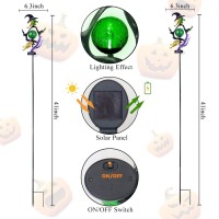 Viveta Solar Halloween Lights Witch Halloween Decorations Solar Stake Lights With Crackle Glass Ball For Outdoor Pathway Garden