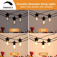 Dylbrihom Outdoor Led String Lights, Ul Listed Waterproof Patio Lights For Outside With 16 E12 S14 Dimmable Shatterproof Bulbs, 49.2Ft Edison String Lights For Porch Backyard Bistro Party, Warm White