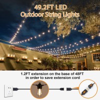 Dylbrihom Outdoor Led String Lights, Ul Listed Waterproof Patio Lights For Outside With 16 E12 S14 Dimmable Shatterproof Bulbs, 49.2Ft Edison String Lights For Porch Backyard Bistro Party, Warm White