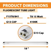 18 Inch F15T8Cw T8 15W Fluorescent Light Bulb Cool White Compatible For Philips Ge F15T8Sp41 Replacement Bulb G13 Base 6 Count