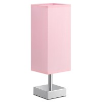 Aooshine Pink Small Table Lamp For Bedroom - Bedside Lamps For Nightstand, Minimalist Night Stand Lamp With Square Fabric Shade, Desk Reading Lamp For Kids Room Dorm Nursery