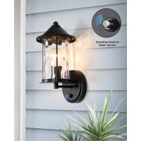 Pasentel Outdoor Wall Lights, Dusk To Dawn Exterior Light Fixture Wall Mount, Matte Black Wall Sconce With Hammered Glass, Waterproof Modern Wall Lantern For Entryway, Garage, Bd028-1-Bk