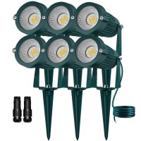 Reegold Low Volatge Landscape Lights: 7W 700Lm 2700K Warm White Outdoor Led Spotlights For Garden Yard Pathway 12/24V Ip67 Waterproof Landscape Lighting With Connectors 6 Pack