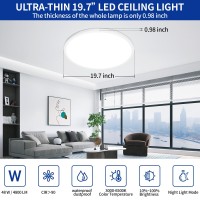 Glowall Modern 20 Led Ceiling Light Fixture Ultra Thin Flush Mount Dimmable With Remote Control 48W 4800Lumen White For B