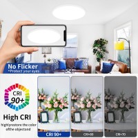 Glowall Modern 20 Led Ceiling Light Fixture Ultra Thin Flush Mount Dimmable With Remote Control 48W 4800Lumen White For B