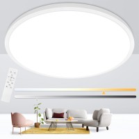 Glowall 24 Inch Round Led Ceiling Light Fixture Ultra Thin Flush Mount Dimmable With Remote Control 56W 5600 Lumen Modern