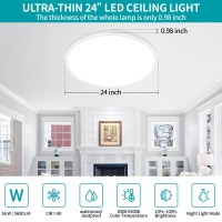 Glowall 24 Inch Round Led Ceiling Light Fixture Ultra Thin Flush Mount Dimmable With Remote Control 56W 5600 Lumen Modern