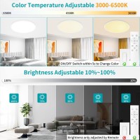 Glowall 24 Inch Round Led Ceiling Light Fixture Ultra Thin Flush Mount Dimmable With Remote Control 56W 5600 Lumen Modern