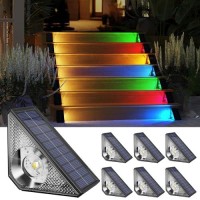 Superdanny Solar Step Lights Outdoor Waterproof, Warm White & 7 Rgb Colors, Ip65 Led Solar Powered Lights Decor For Stairs In Garden, Deck, Front Porch, Patio And Backyard (6 Pack)