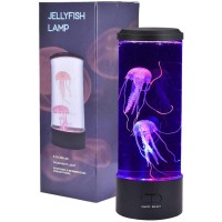 Jellyfish Lamp Led Lava Lamp Mood Night Light Gifts For Kids Adults Home Office Decoration (Black)