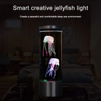 Jellyfish Lamp Led Lava Lamp Mood Night Light Gifts For Kids Adults Home Office Decoration (Black)