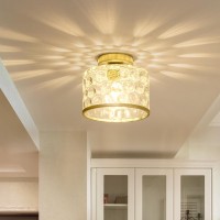 Zlepmlla Modern Flush Mount Ceiling Light Bulb Included With Farmhouse Clear Hammered Glass Lampshade Armhouse Ceiling Ligh