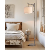 Oyears Rustic Farmhouse Tree Trunk Floor Lamp Classic Country Wood Grain Resin Vintage 61.25