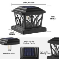 Siedinlar Solar Post Cap Lights Outdoor Aluminum Glass 2 Modes Edison Led Bulbs For 4X4 5X5 6X6 Woodenvinyl Posts Fence Deck P