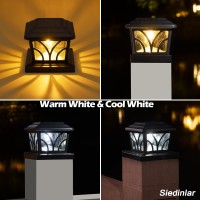 Siedinlar Solar Post Cap Lights Outdoor Aluminum Glass 2 Modes Edison Led Bulbs For 4X4 5X5 6X6 Woodenvinyl Posts Fence Deck P