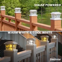 Siedinlar Solar Post Cap Lights Outdoor Aluminum Glass 2 Modes Edison Led Bulbs For 4X4 5X5 6X6 Vinyl Wooden Posts Deck Fence P