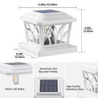 Siedinlar Solar Post Cap Lights Outdoor Aluminum Glass 2 Modes Edison Led Bulbs For 4X4 5X5 6X6 Vinyl Wooden Posts Deck Fence P