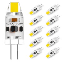 G4 Led Bulb 1W Equivalent To 10W T3 Jc Type Bi-Pin G4 Base Halogen Bulb, Ac/Dc 12V Daylight White 6000K G4 Bulb For Under Cabinet Light, Ceiling Lights, Rv, Boats, Outdoor Landscape Lighting (10 Pack)