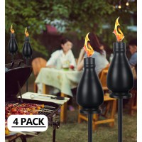 Tewei 4 Pack Black Metal Citronella Torches Outdoor, 60 Inch Garden Torches For Outside, Upgraded Wrought Iron Torches For Yard, Black Tabletop Torch Decorative Light For Backyard Pathway Patio Party