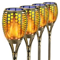 Aityvert Outdoor Solar Tiki Torches, Solar Torch Lights Outdoor Flickering Flame Auto On/Off Waterproof Solar Tiki Lights For Yard Garden Patio (4 Pack)