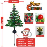 Hugsvik 2Pack Solar Prelit Christmas Tree Stake Lights 8 Modes Solar Christmas Pathway Lights Waterproof Xmas Tree Outdoor Ch