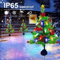 Hugsvik 2Pack Solar Prelit Christmas Tree Stake Lights 8 Modes Solar Christmas Pathway Lights Waterproof Xmas Tree Outdoor Ch