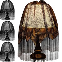 Baquler Halloween Lamp Shade Cover Black Lace Lampshades Bat Skull Halloween Decorations For Halloween Party Supplies4 Pcs