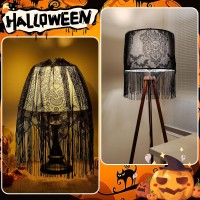 Baquler Halloween Lamp Shade Cover Black Lace Lampshades Bat Skull Halloween Decorations For Halloween Party Supplies4 Pcs