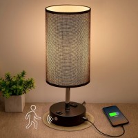 Lifeholder Motion Sensor Lamp Usb Lamp Include Warm White Bulb Fabric Shade Lamp Built In Usb Port Ac Outlet Bedside Lamp I