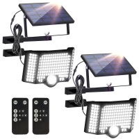 Sunklly Solar Lights Outdoor Motion Sensor With Remote Control,Solar Security Flood Lights With 182 Led 6500K Ip65 Waterproof Solar Spot Lights Wall Lights Dawn Lighting For Garage(2 Pack)