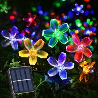 Coquimbo Solar String Flower Lights Colourful Christmas Decorations Outdoor Waterproof 23Ft 50 Led Blossom Fairy Light Decorations For Garden Fence Patio Yard Christmas Tree Lawn Party