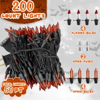 Cxlho Halloween Lights Orange Lights 50Ft 200 Count Incandescent Connectable Fall Lights 120V Ul Listed Waterproof Halloween D