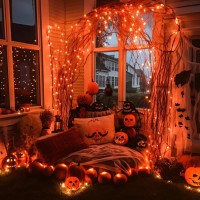 Cxlho Halloween Lights Orange Lights 50Ft 200 Count Incandescent Connectable Fall Lights 120V Ul Listed Waterproof Halloween D