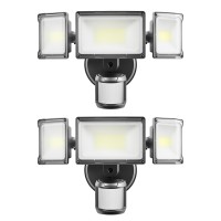 Atfoyer 75W Motion Sensor Outdoor Lights Security Lights 3 Head Motion Detection Outdoor Lights 6500K Ip65 Waterproof 7500Lm Flo