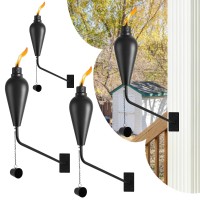 Zszmfh 4 Pcs Wall Mounted Citronella Torches, 15 Oz Garden Torches For Outside, Refillable Flame Light Torch, Outdoor Metal Torch For Yard, Patio, Deck, Garden, Party, Landscape