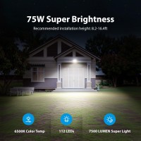 Atfoyer 75W Motion Sensor Outdoor Lights Security Lights 3 Head Motion Detection Outdoor Lights 6500K Ip65 Waterproof 7500Lm Flo