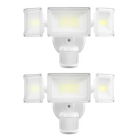 Atfoyer 75W Motion Sensor Outdoor Lights Security Lights 3 Head Motion Detection Outdoor Lights 6500K Ip65 Waterproof 7500Lm Flo