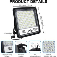 Createstar 2 Pack 100W Led Flood Light Outdoor 10000Lm Bright Led Work Lights Plug In Ip66 Waterproof Exterior Floodlight 650