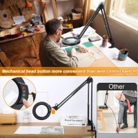 10X Large Magnifying Glass With Light And Stand Krstlv 2 X 16 Inch Adjustable Swivel Arm Led Desk Lamp With Clamp 5 Color Mode