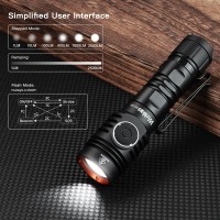 Wurkkos Fc13S Led Flashlights Rechargeable Edc Flashlight Max 2500Lumens Ip68 Waterproof Adjust 6 Mode Lockout Function Sma