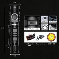 Wurkkos Fc13S Led Flashlights Rechargeable Edc Flashlight Max 2500Lumens Ip68 Waterproof Adjust 6 Mode Lockout Function Sma