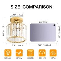 Yhtlaeh Close To Ceiling Light Fixtures Mini Crystal Flush Mount Ceiling Light Chandelier Modern Indoor With E26 Base Hallway Be