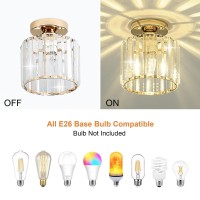 Yhtlaeh Close To Ceiling Light Fixtures Mini Crystal Flush Mount Ceiling Light Chandelier Modern Indoor With E26 Base Hallway Be