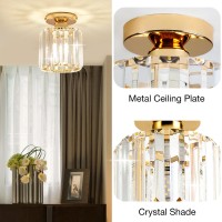 Yhtlaeh Close To Ceiling Light Fixtures Mini Crystal Flush Mount Ceiling Light Chandelier Modern Indoor With E26 Base Hallway Be