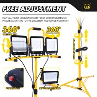 86 Inch 22500 Lumen Work Lights With Stand 3 Adjustable Head Led Work Light With Adjustable And Foldable Tripod Stand Waterpr