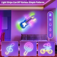 Neon Rope Light,16.4Ft Rgb-Ic Neon Led Lights With Music Sync,Ip67 Waterproof Flexible Neon Led Strip,Diy Ideas,Remote,Bluetooth App Control,For Bedroom, Living Room, Gaming Room,Christmas Gift